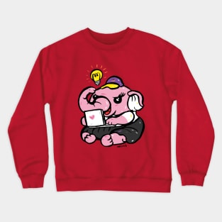 Pink baby elephant back to school Crewneck Sweatshirt